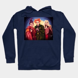 Sanderson sisters, Mary, Sarah, magic, halloween, All Hallows’ Eve, spooky, witches, witch, broom, hocus Hoodie